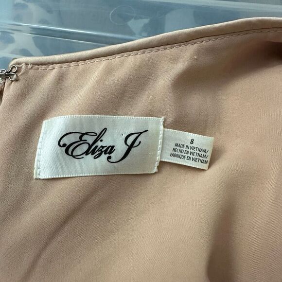 Eliza J Gold Sequin Sleeveless Flapper Dress Ruched Side Ruffled Hem Sz‎ 8 - Picture 8 of 10